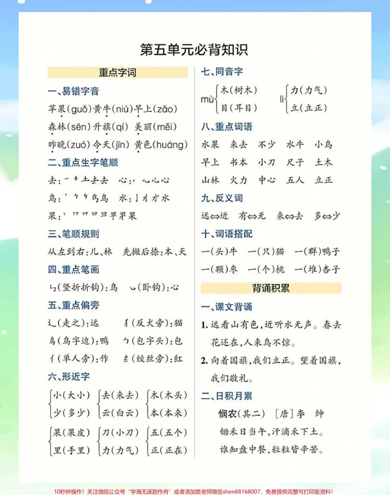 《一年级上册语文期末复习各单元知识点归纳总结#家长收藏孩子受益#教育#学习#知识点总结#期末复习》第4页预览