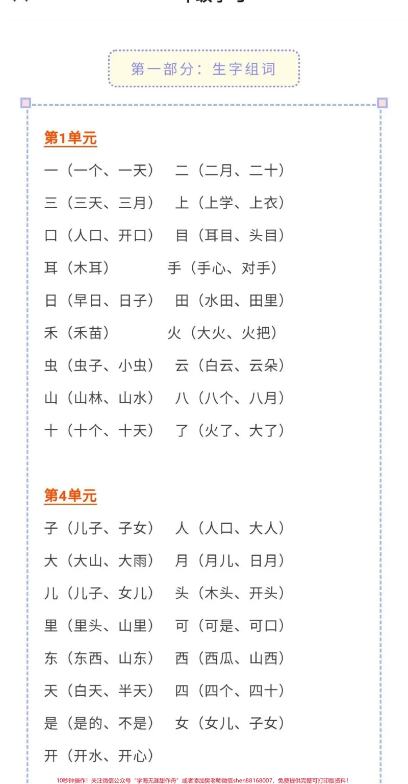 《一年级语文课堂笔记#幼小衔接#一年级#语文#必考考点#开学季期末考试必考题易错题一年级语文生字组词造句近反义词多音字叠词量词必背古诗日积月累》第1页预览