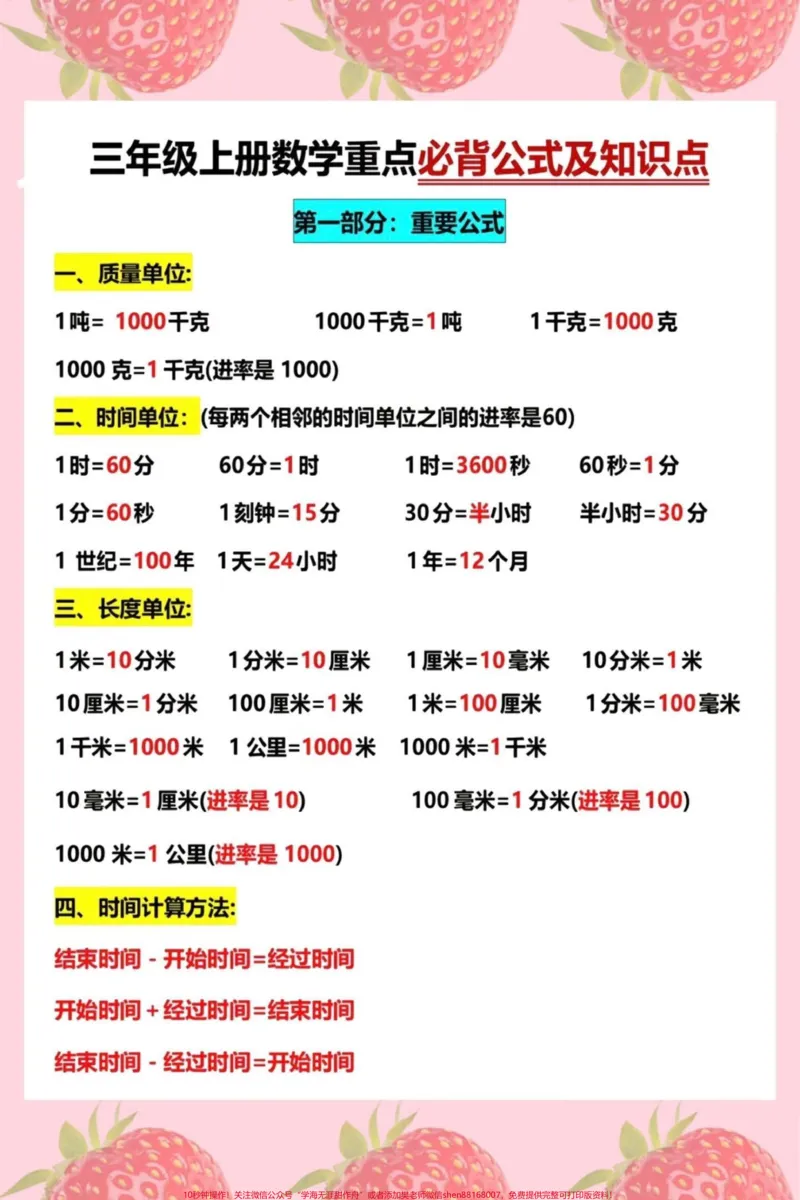 《#知识点总结#必考考点#三年级数学》第1页预览