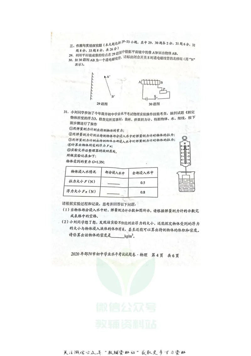 《2020湖南邵阳中考物理试题及答案_初高中资料库_初中资料库（转存避免链接过期失效）_初中物理》第4页预览