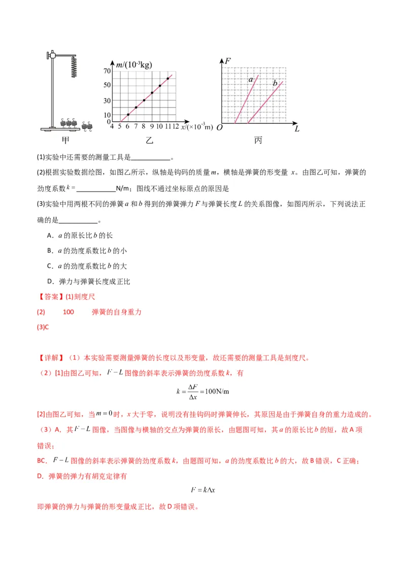 《第08讲实验：探究弹簧弹力与形变量的关系、实验：探究两个互成角度的力的合成规律（专项训练）（湖南通用）（教师版）_高考一二三轮复习_物理_2026年》第4页预览