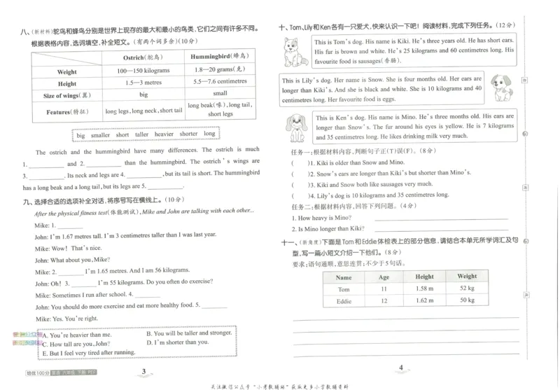 《培优100分六年级下册英语人教PEP版_07.小学语文、英语、数学专区_王朝霞培优100分》第6页预览