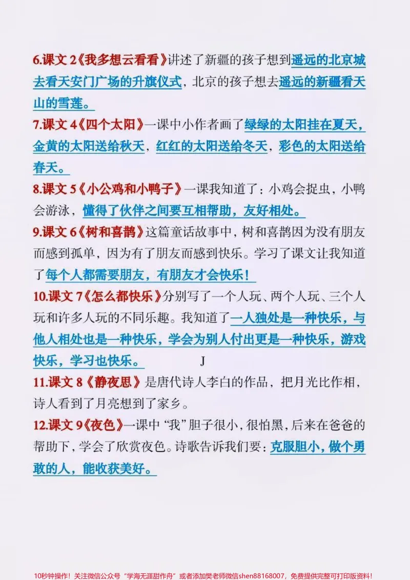 《一年级下册语文期末必备知识点总结。#一年级语文下册#期末复习#知识点总结#一年级#必考考点》第6页预览