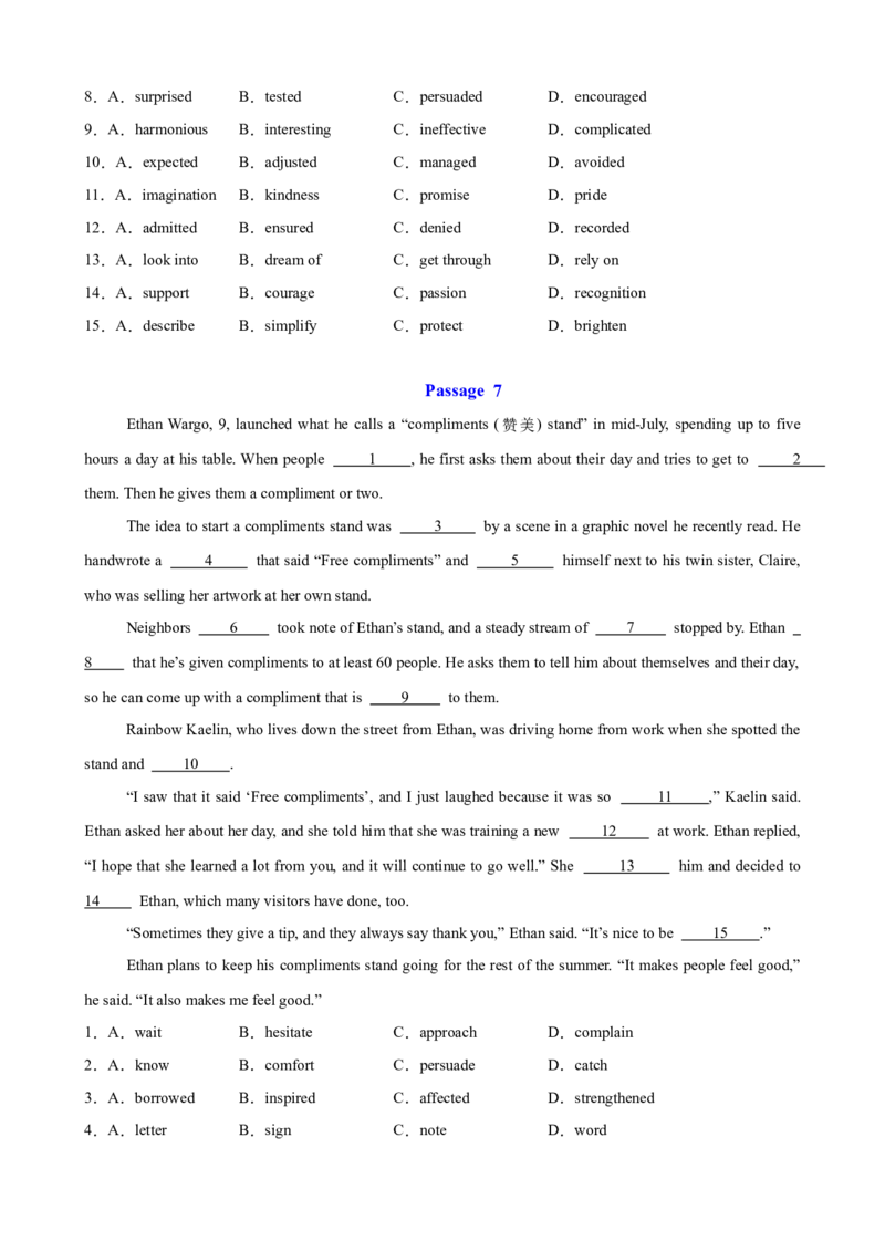 《2026届最新高考英语模拟三轮冲刺之完形填空15篇（全国通用）（学生版）_高考一二三轮复习_英语_2027年高考英语专项更新中_102027届高考英语模拟三轮冲刺之题型专练（全国通用）》第7页预览