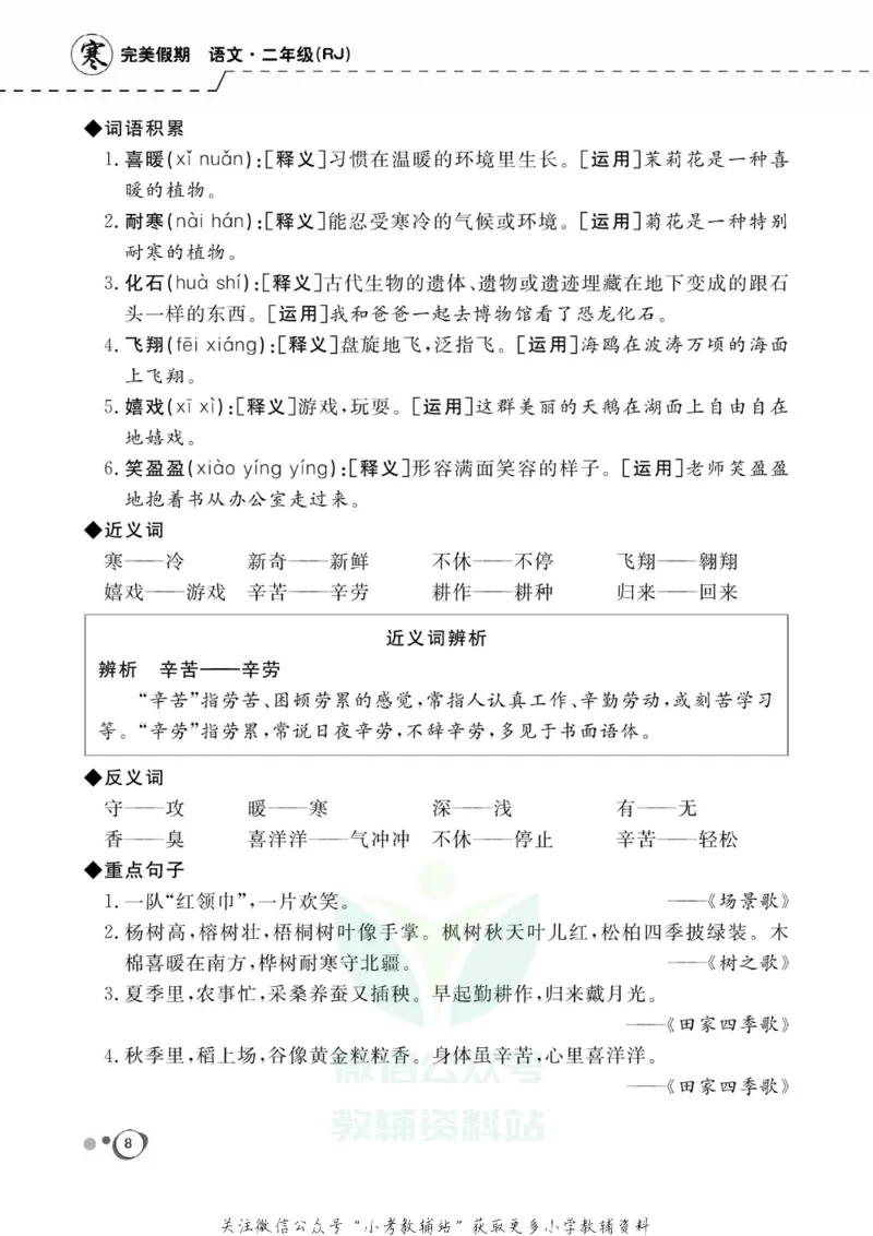《快乐假期二年级寒假语文部编版_07.小学语文、英语、数学专区_小学寒假教辅汇总_1~8年级快乐假期_2年级》第10页预览