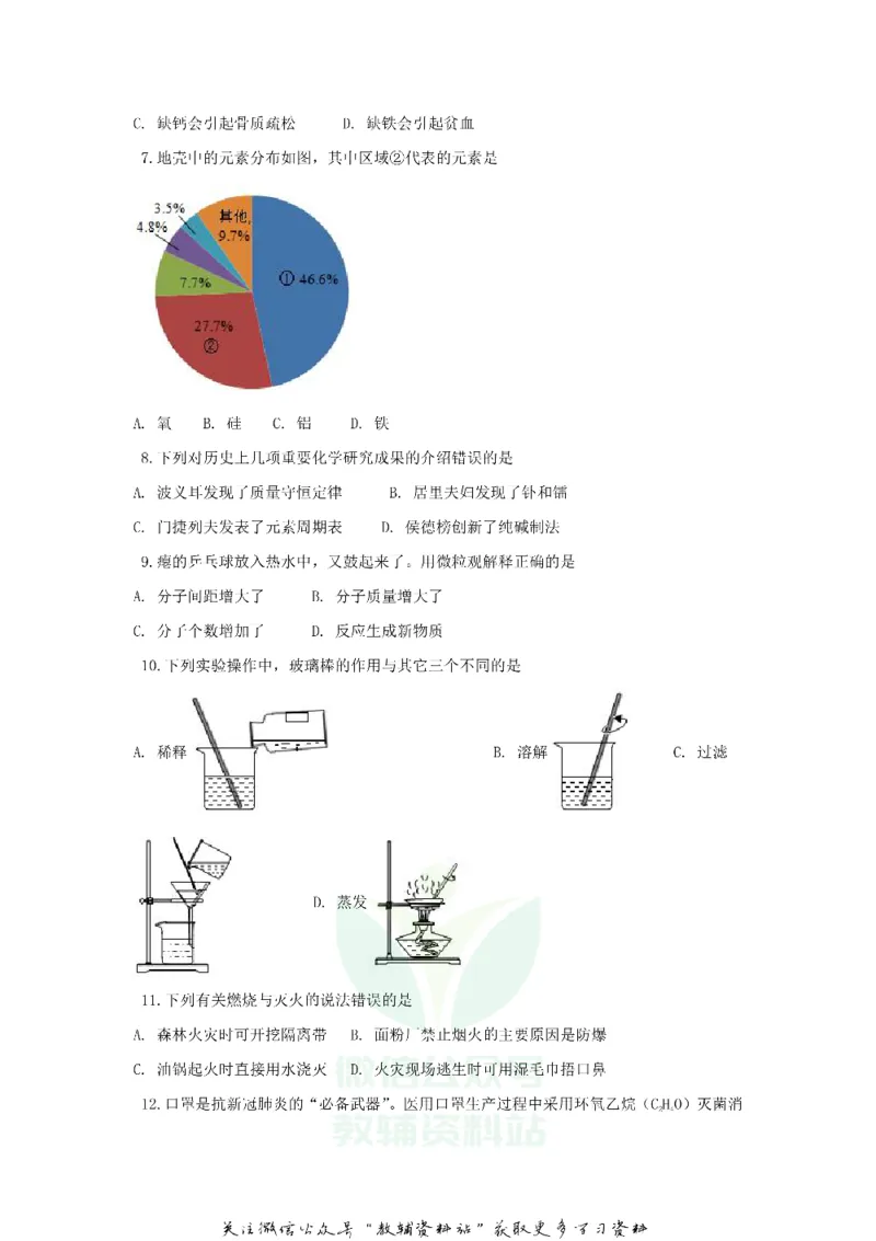 《2020江苏省常州市中考化学真题_初高中资料库_初中资料库（转存避免链接过期失效）_初中化学》第2页预览