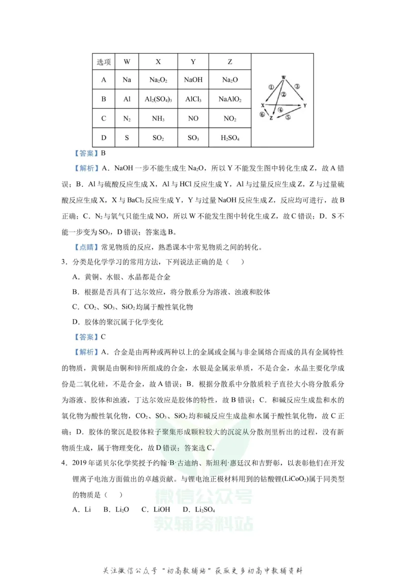 《2021届（新高考）高三全科专题练习系列Ⅰ：2物质的组成、分类、性质_高三全科专题练习系列_化学》第4页预览