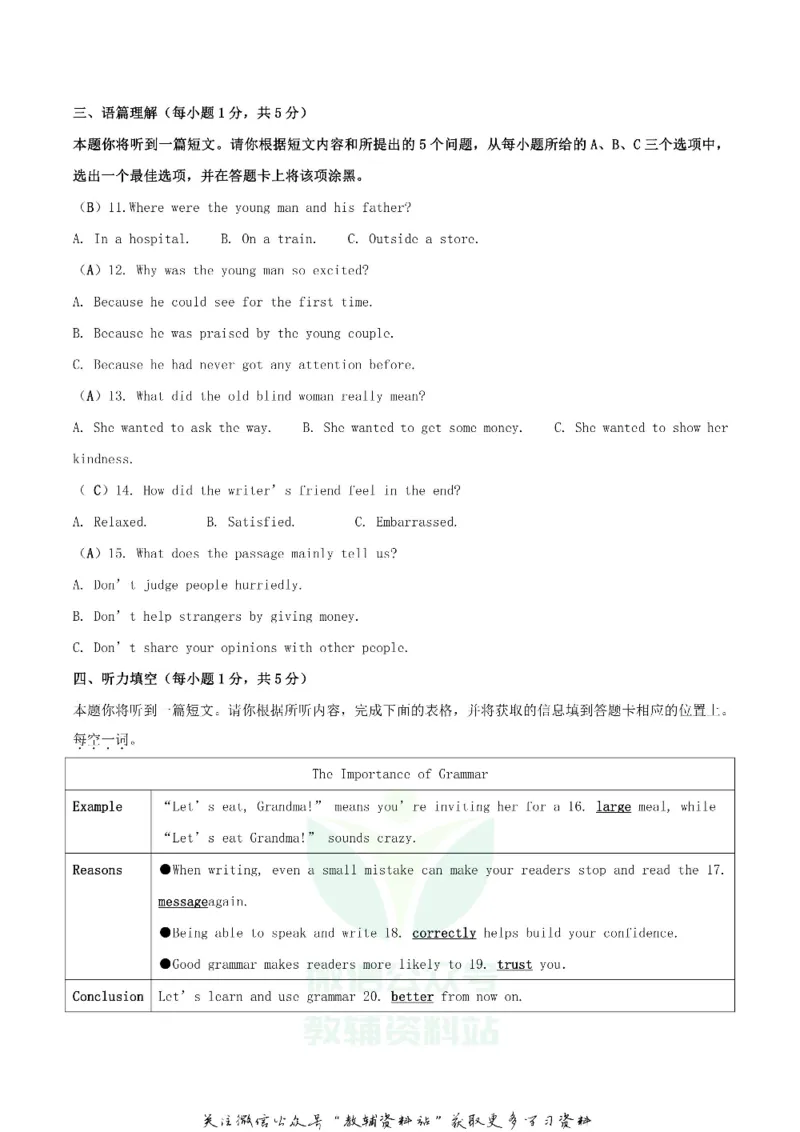 《2020山西长治中考英语试题及答案_初高中资料库_初中资料库（转存避免链接过期失效）_初中英语》第2页预览