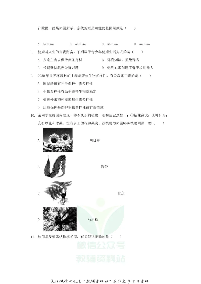 《2020江苏省连云港市中考生物真题及答案_初高中资料库_初中资料库（转存避免链接过期失效）_初中生物》第2页预览