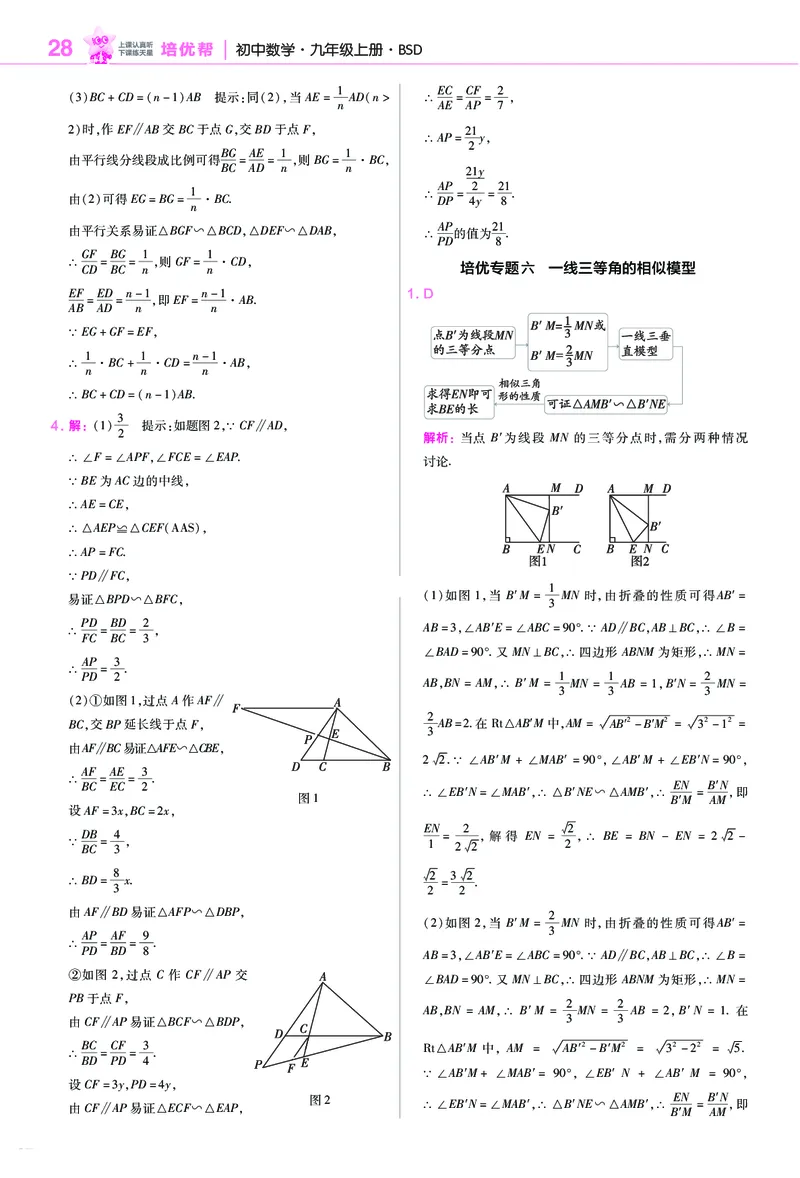 《培优专题训练（第三章图形的相似）_2026秋初中教辅合集_2027一遍过_2026《一遍过》9上_2027《天星教育•一遍过》9上数学（北师版）》第8页预览