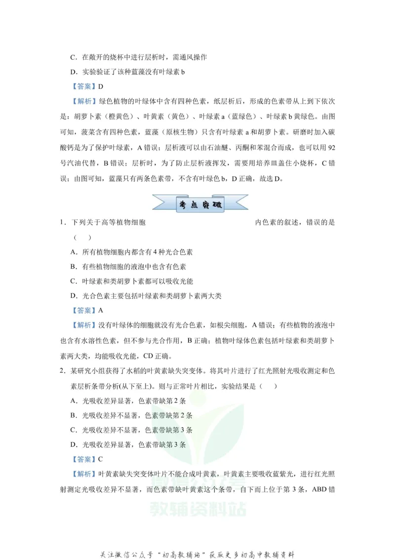 《2021届（新高考）高三全科专题练习系列Ⅰ：6光合作用_高三全科专题练习系列_生物》第3页预览