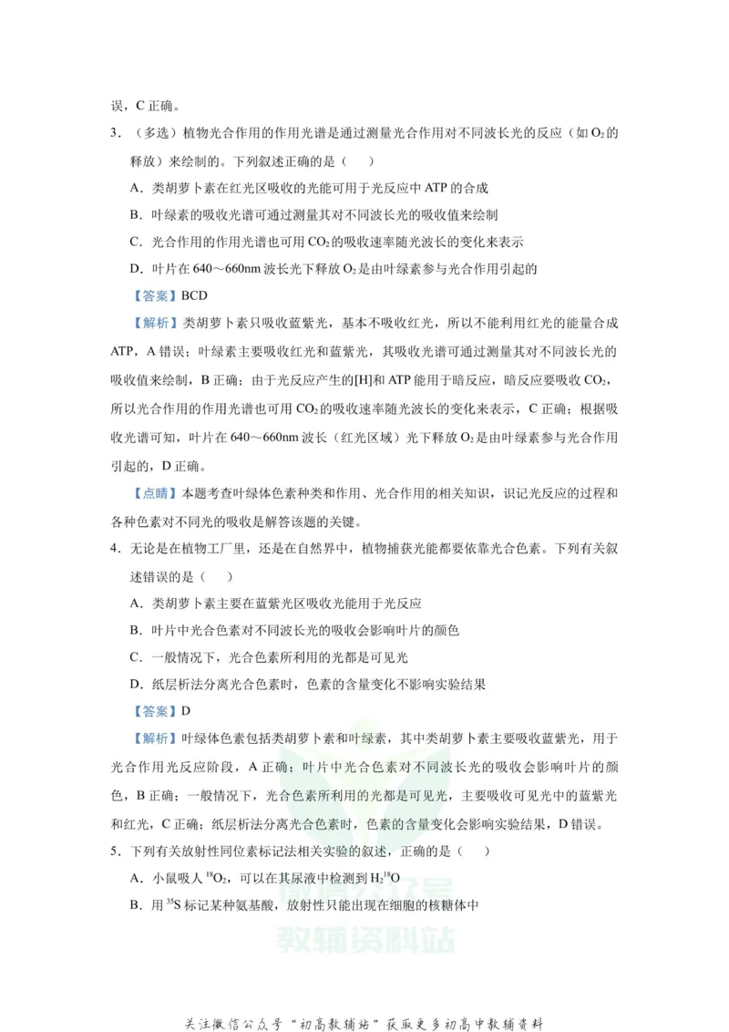 《2021届（新高考）高三全科专题练习系列Ⅰ：6光合作用_高三全科专题练习系列_生物》第4页预览