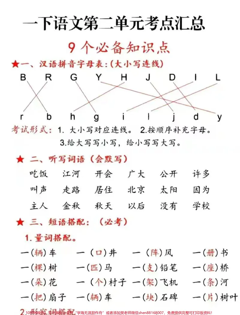 《一年级下册语文期末考点汇总#一年级语文下册#一年级重点知识归纳#学习资料分享#期末复习》第2页预览