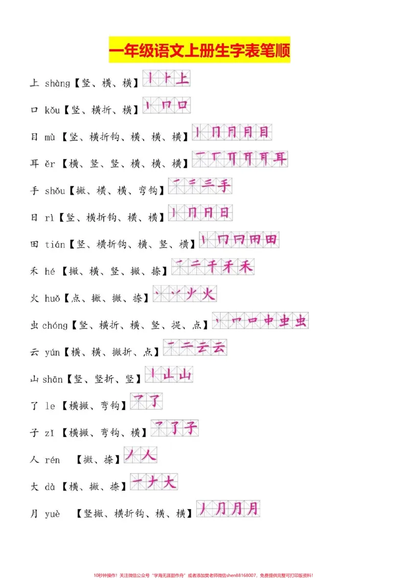 《一年级语文上册生字笔顺。预习复习必备#一年级语文#感谢qunju888.com我要上热门》第2页预览