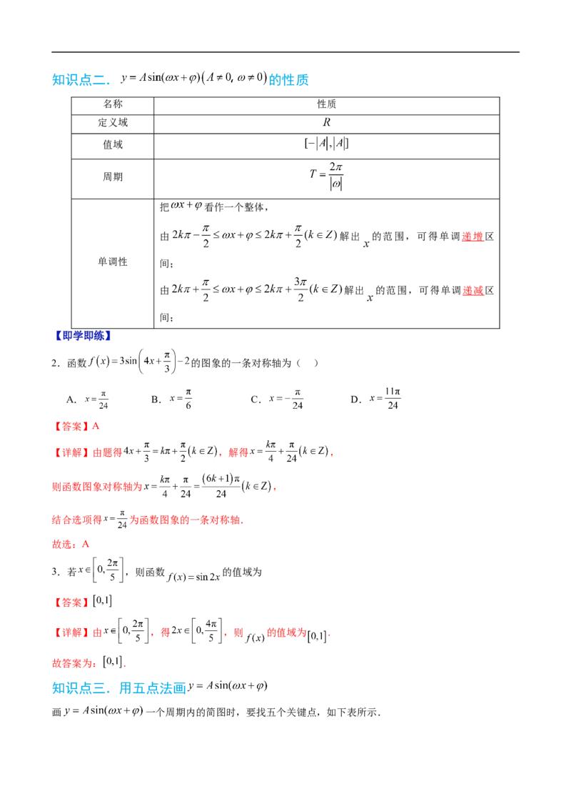 《专题7.3.2正弦型函数的性质与图像（高效培优讲义）（解析版）_2027高中必刷题_必刷题2027_2027高一高二必刷题_数学_YZ-133-高中数学同步精讲B版高一二三基础+培优讲义+专题练习word版电子》第3页预览