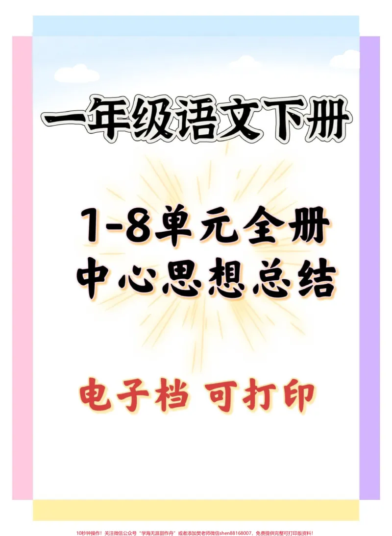 《一年级中心思想总结。#一年级#知识分享#一年级语文下册#知识点总结#一年级重点知识归纳》第1页预览