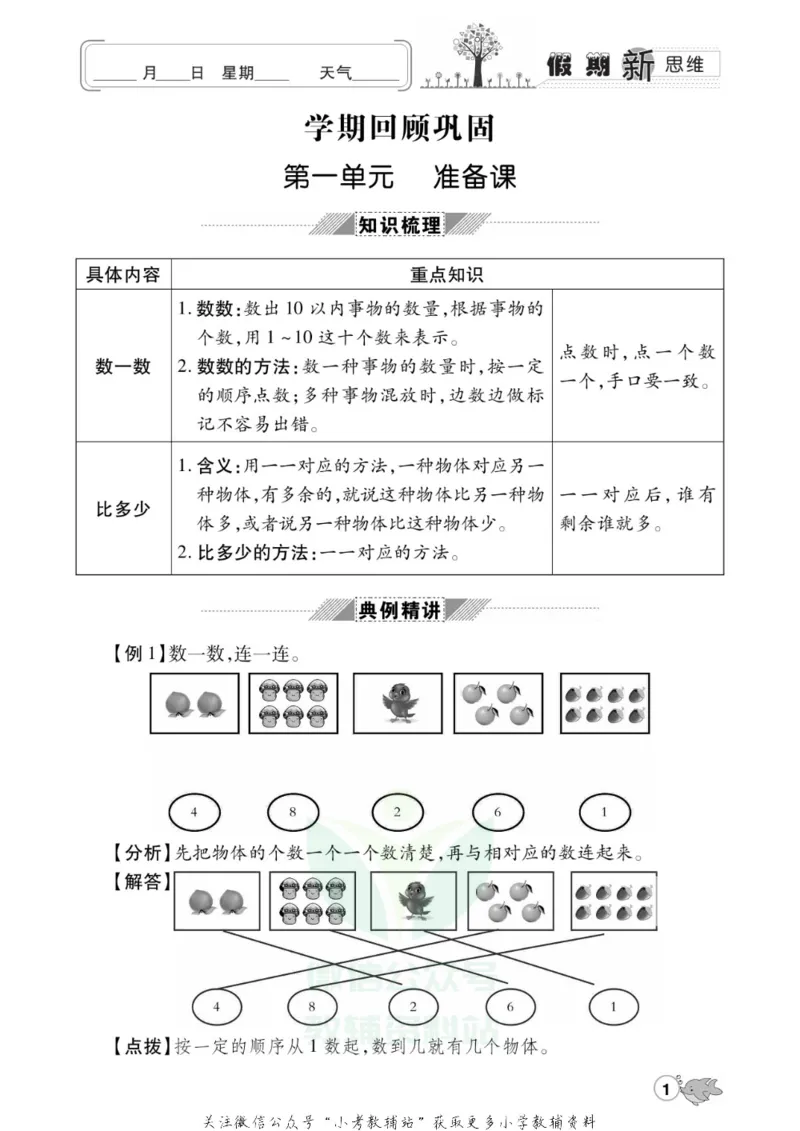 《假期新思维一年级寒假数学人教版_07.小学语文、英语、数学专区_小学寒假教辅汇总_1~8年级假期新思维》第4页预览