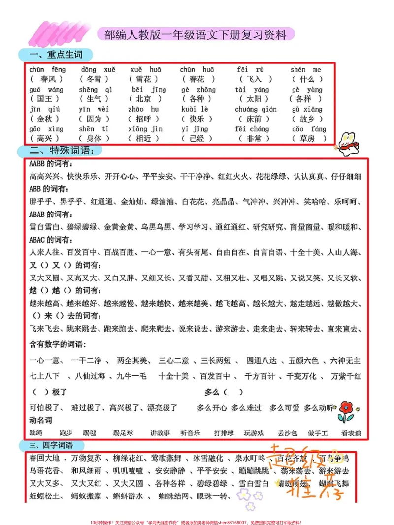 《一年级语文下册期中重点知识。下册全部知识点总结提前预习期中考试一年级语文下册知识点总结#家长收藏#语文数学期中测试卷》第2页预览