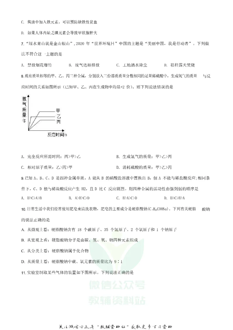《2020山东省滨州市中考化学真题及答案_初高中资料库_初中资料库（转存避免链接过期失效）_初中化学》第2页预览