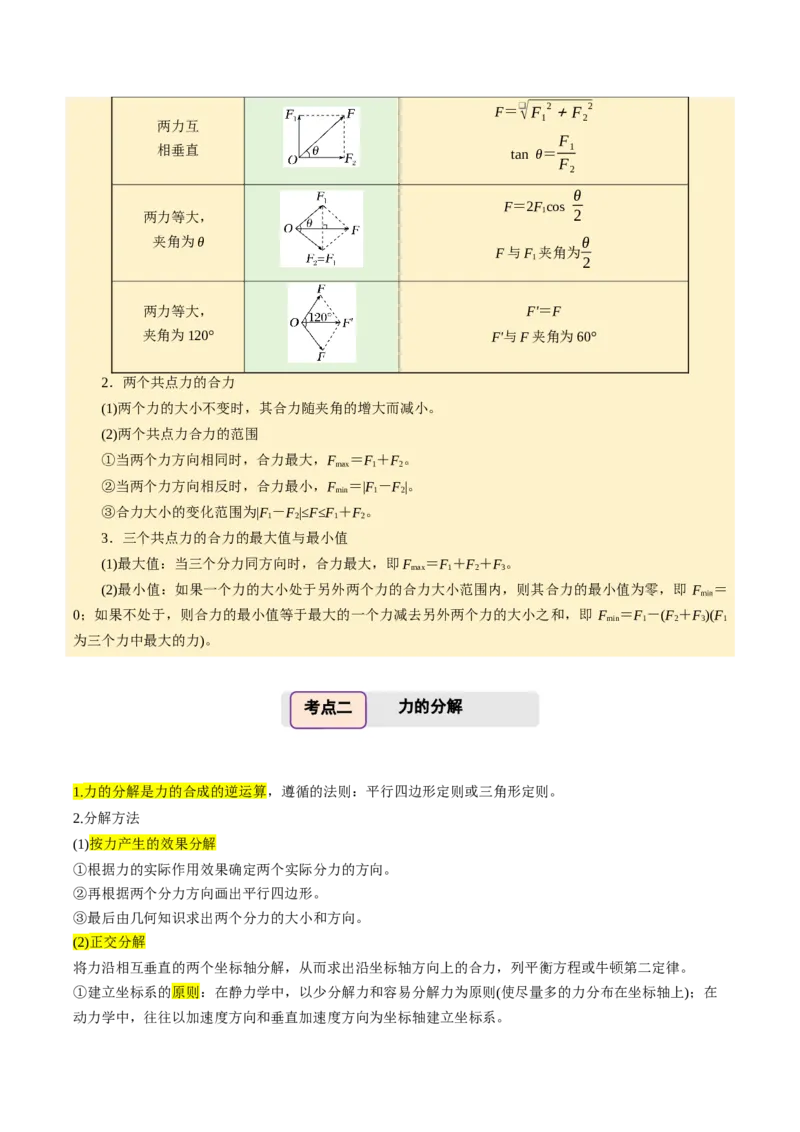 《第08讲力的合成与分解（举一反三讲义）（全国通用）（学生版）_高考一二三轮复习_物理_2026年-物理高考专项复习_2026年高考物理举一反三系列（新高考通用）-G249_资料_2026版》第4页预览