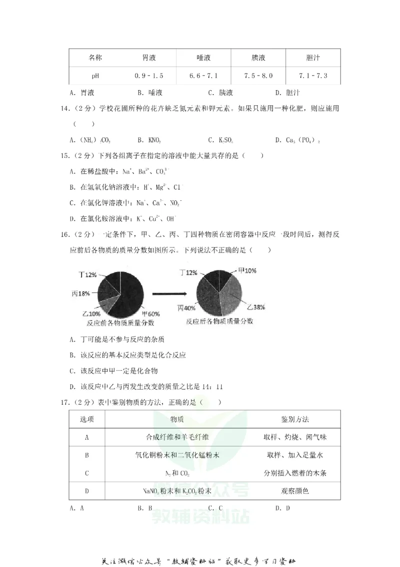 《2020西藏那曲中考化学真题及答案_初高中资料库_初中资料库（转存避免链接过期失效）_初中化学》第3页预览