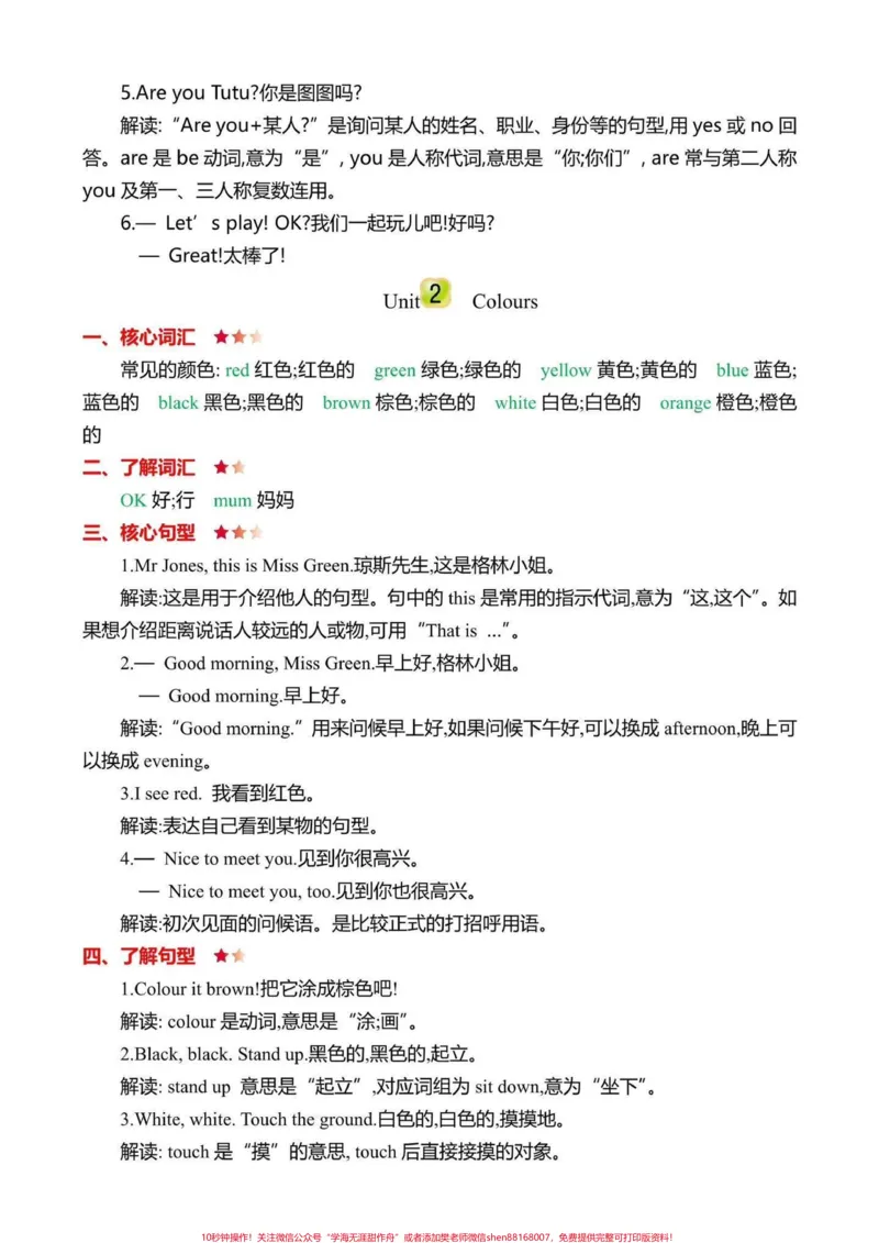 《三年级上册1到6单元知识清单。三年级上册1-6单元知识点总结，打印一份提前预习，为开学打好基础#二升三#三年级英语#暑假预习》第2页预览