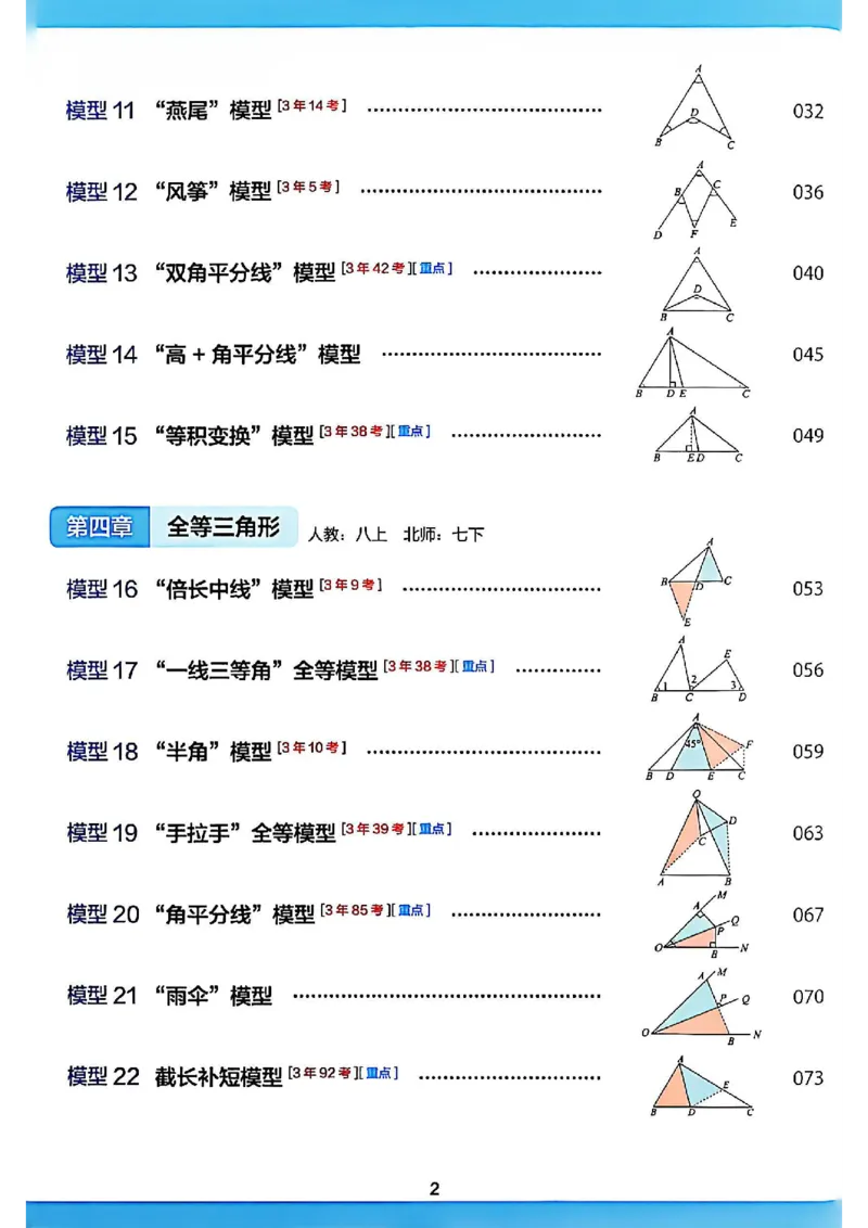 《学而思《几何模型》3分钟秒解初中几何题_2026秋初中教辅合集_2026《学而思几何模型》3分钟秒解初中几何题（68个基础模型+42个变式模型）完整版#》第5页预览