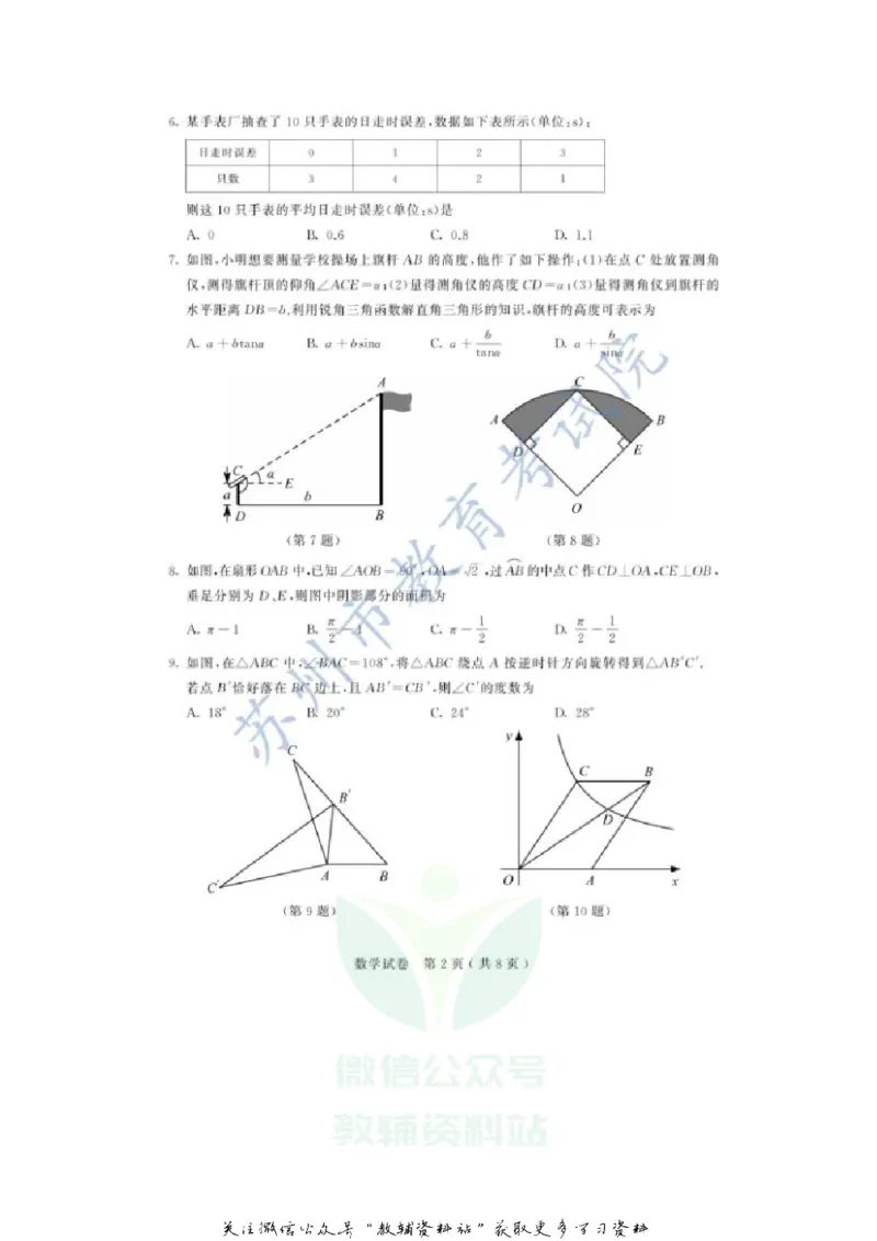 《2020江苏苏州中考数学真题及答案_初高中资料库_初中资料库（转存避免链接过期失效）_初中数学》第2页预览