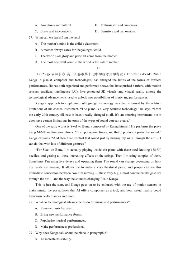 《2024年新高考英语一轮复习必刷十套卷（卷九）（原卷版）（新高考七省专用）_英语(2)_一轮复习_2024年_2024新高考英语一轮复习必刷试卷模拟考试卷含答题卡_新高考七省通用(10)份》第5页预览