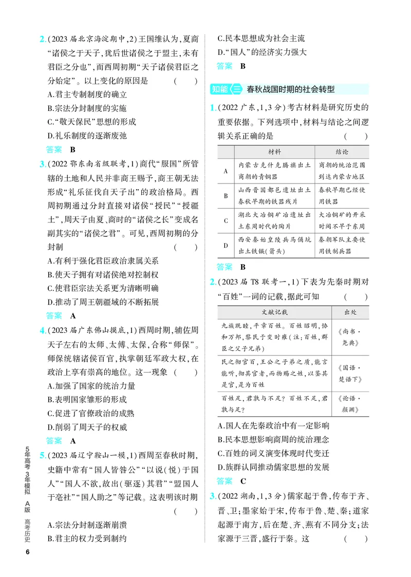《1_习题部分PDF-01-第一单元　从中华文明起源到秦汉统一多民族封建国家的建立与巩固_2024版教学资源包_2024版.新高考版历史.5·3A版_4_PDF教参电子书》第6页预览