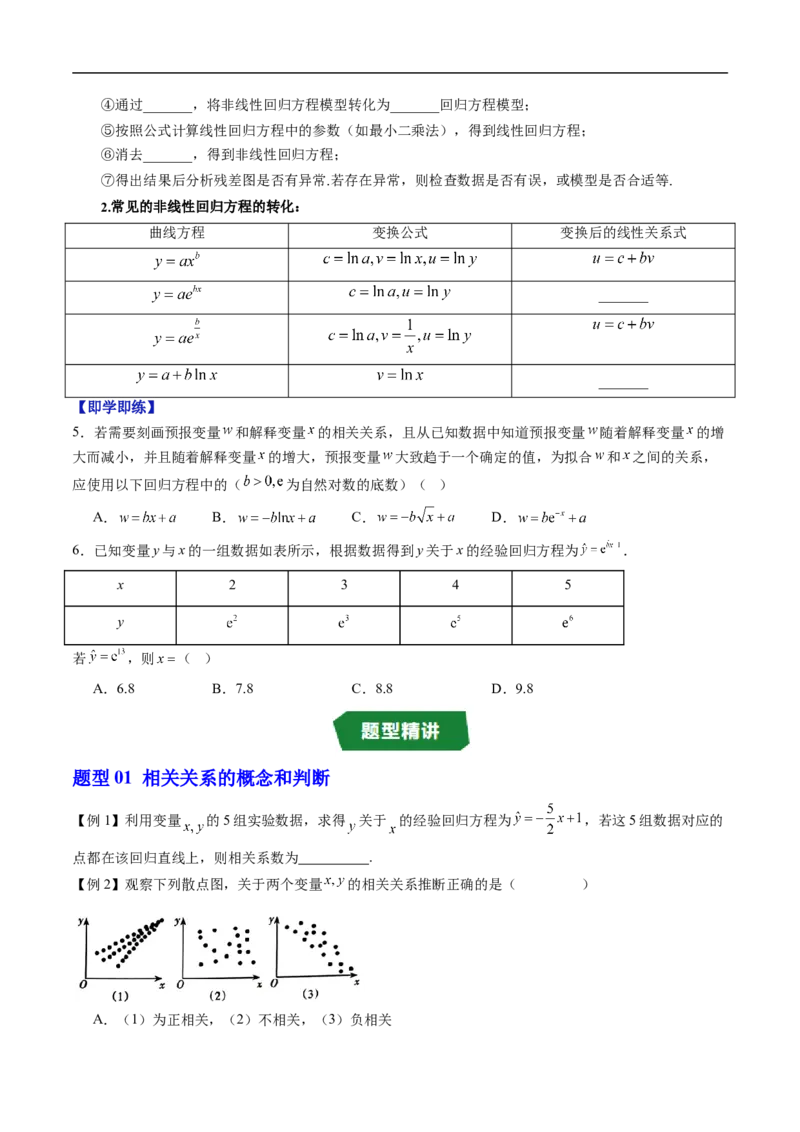 《专题4.3.1一元线性回归模型（高效培优讲义）（原卷版）_2027高中必刷题_必刷题2027_2027高一高二必刷题_数学_YZ-133-高中数学同步精讲B版高一二三基础+培优讲义+专题练习word版电子_2026版》第4页预览
