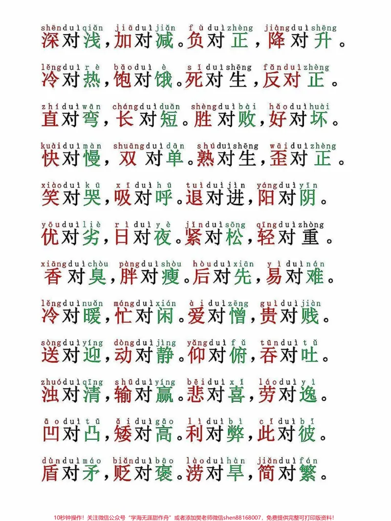 《一年级语文上册词语对韵歌(反义词)一年级语文上册词语对韵歌(反义词)对韵歌带娃一起练习#学霸秘籍#小学语文怎么学#每天学习一点点进步一点点#关注我持续更新小学知识#期末考试》第2页预览