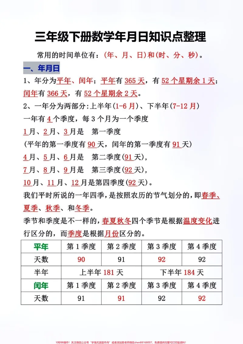 《三年级下册数学月日知识点总结。#创作灵感#可能程响三年级下册数学月日知识点总结和归纳。数学基础差的，建议家长打印出来给孩子练一练。夯实基础才是提分的关键。@DOU+小助手#三年级数学重点难点#三年级下册数学#三年级月日》第2页预览