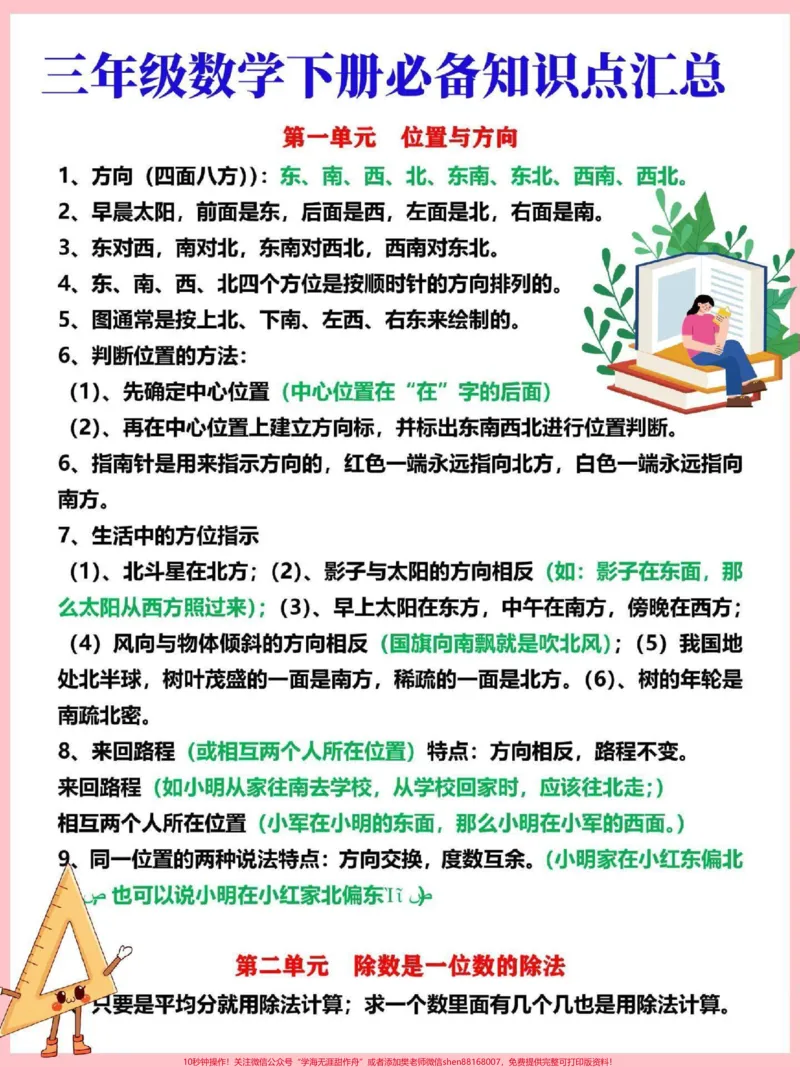 《三年级下册数学必背概念公式归纳总结。打印一份给孩子背熟#三年级#三年级数学#三年级数学下册#三年级下册数学#小学数学》第1页预览
