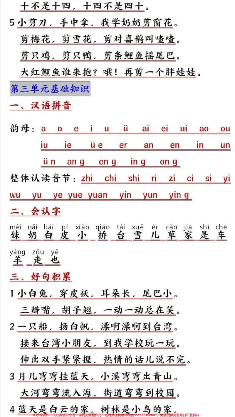 《一年级上册语文期末必考重点知识点归纳#教育#家长收藏孩子受益#知识点总结#学习#小学一年级语文》第3页预览