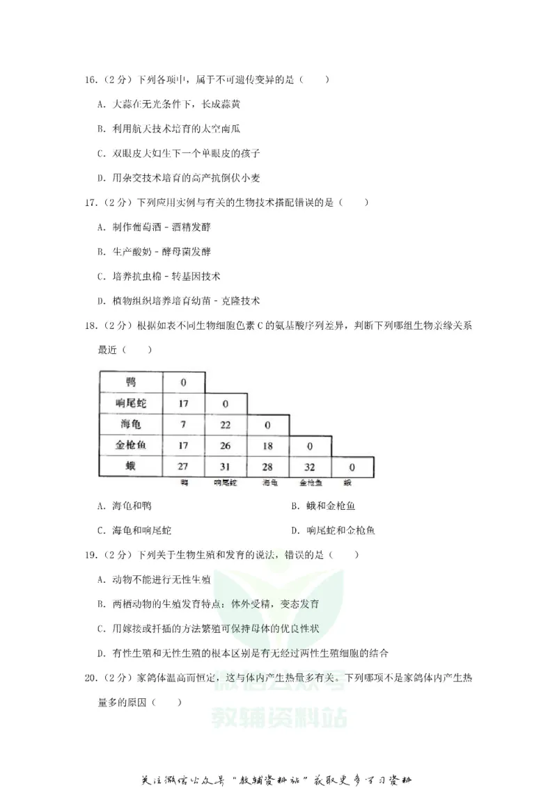 《2020山东省济南市中考生物真题及答案_初高中资料库_初中资料库（转存避免链接过期失效）_初中生物》第5页预览