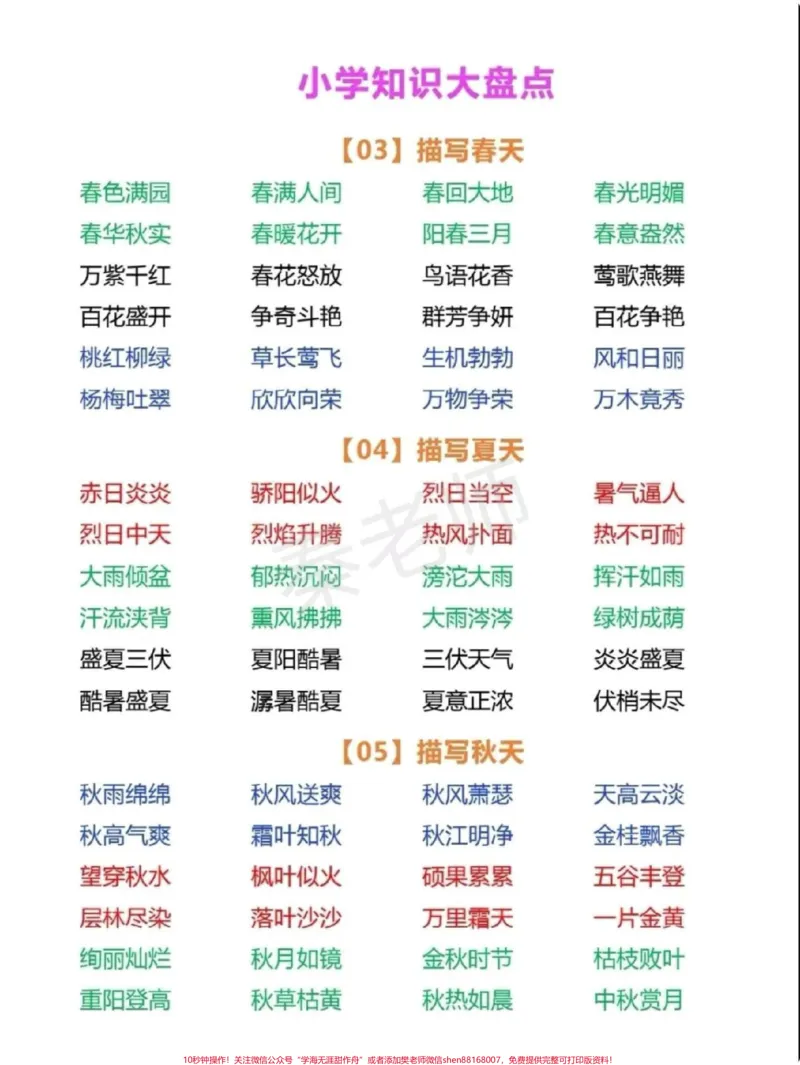 《小学词语积累大全。#一年级#必考考点#词语积累#学习#开学季》第2页预览