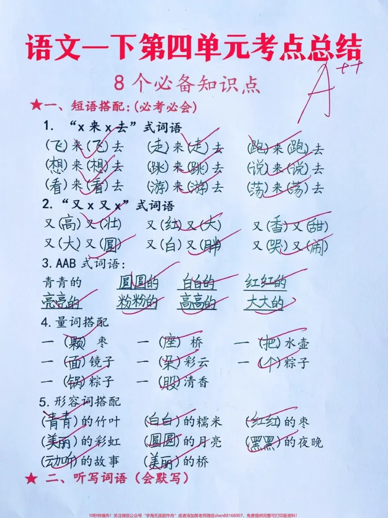 《一年级下册语文第四单元考点总结。第四单元必备八个知识点,复习起来吧#一年级#一年级下册#一年级语文#第四单元#一年级语文下册@DOU+小助手》第1页预览