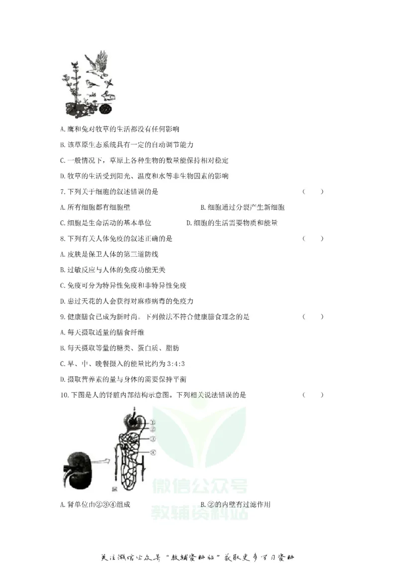 《2020广东省深圳市中考生物真题及答案_初高中资料库_初中资料库（转存避免链接过期失效）_初中生物》第2页预览