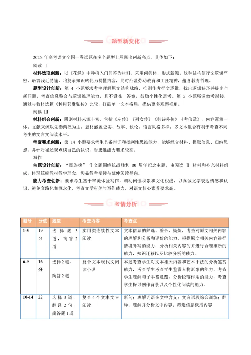 《2025年高考语文真题完全解读（全国一卷）_高考一二三轮复习_语文_2026年-语文专项复习_2025年高考语文真题完全解读-G338》第2页预览