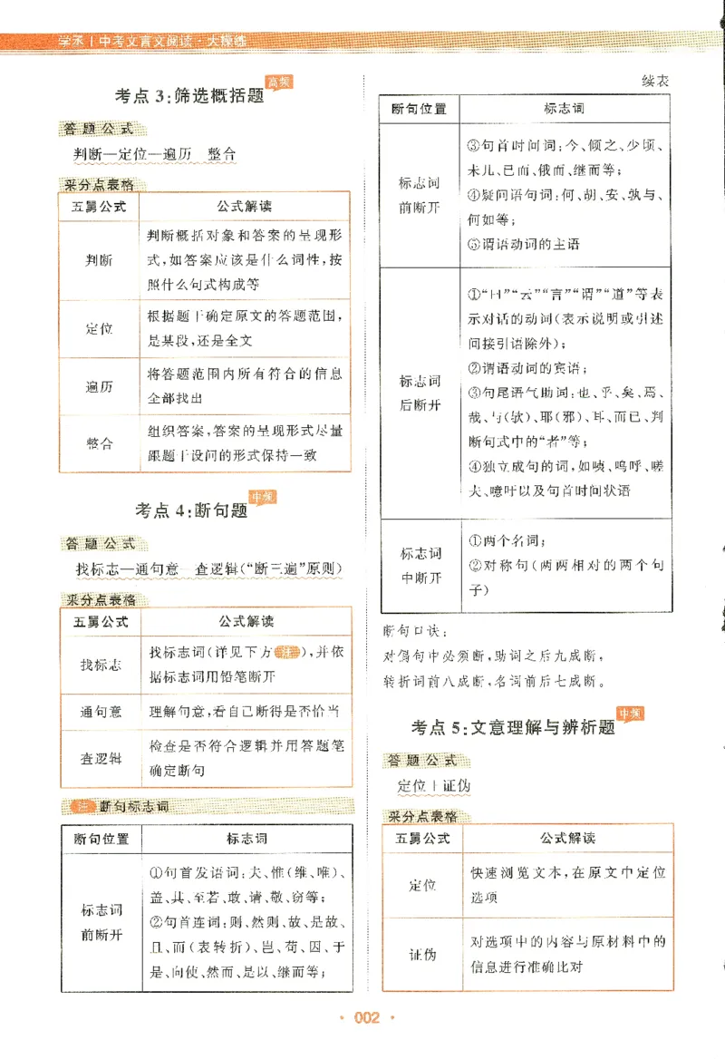 《中考文言文阅读：大操练-解析册_2026秋初中教辅合集_五哥中考文言文阅读：大操练（精练册+解析册）》第4页预览