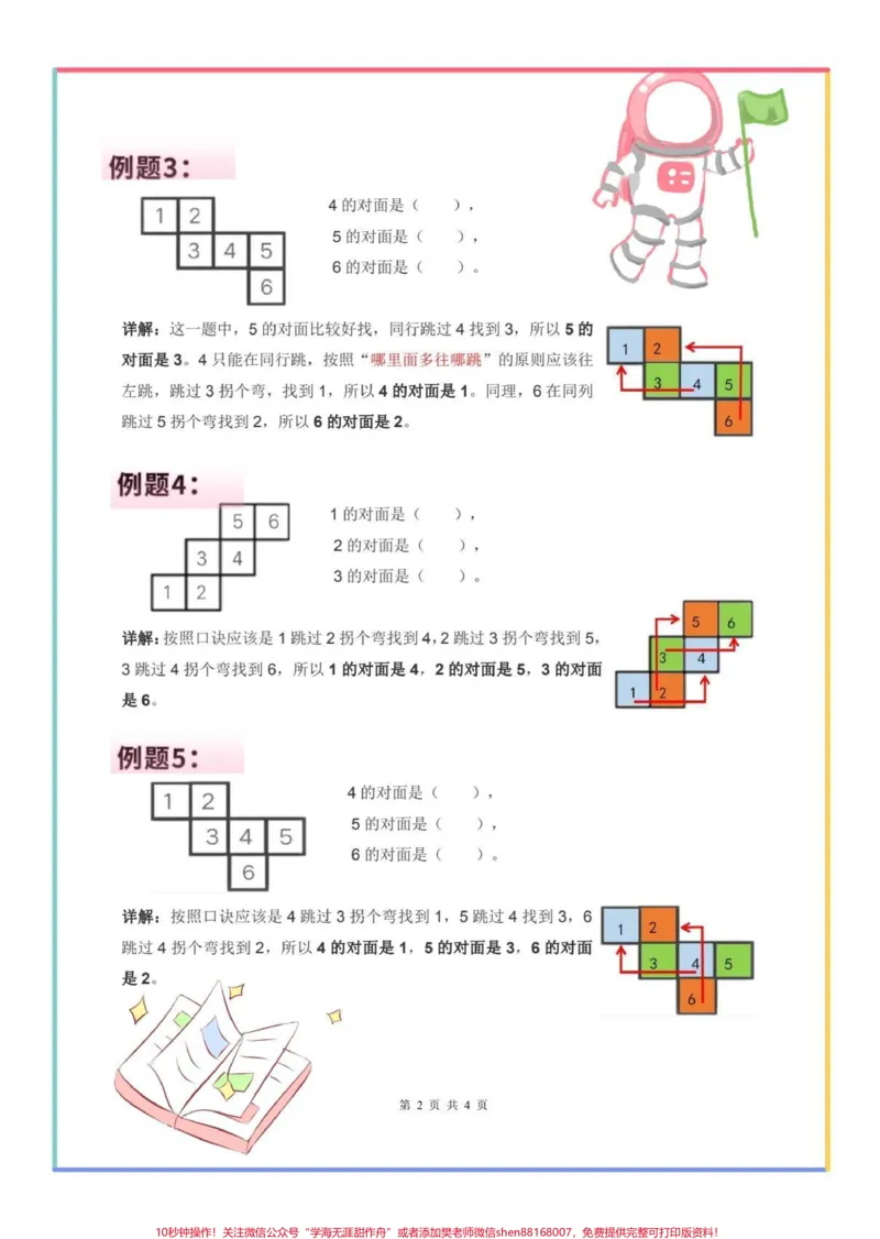 《一年级下册数学正方体展开找对面。#正方体展开图#正方体展开图找对面#一年级数学下册#一年级#正方体找对面》第2页预览