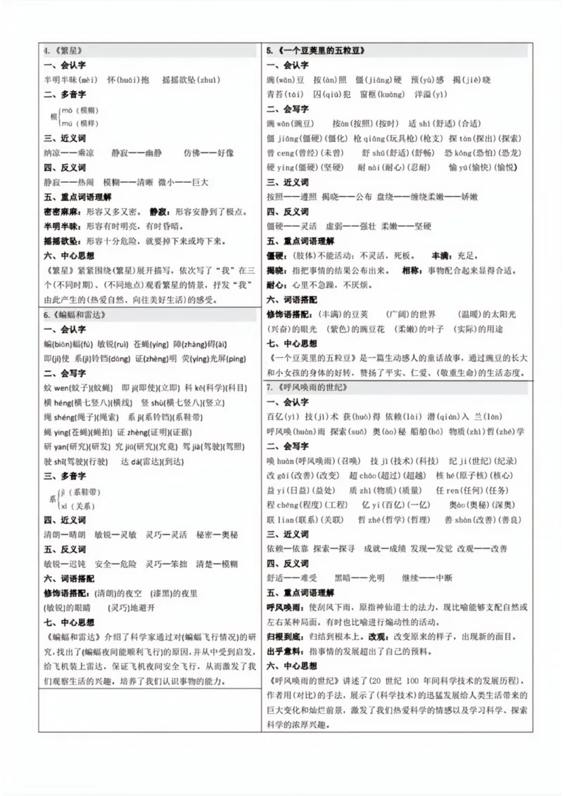 《四年级语文上册各课知识点_4年级上册同步教辅_4上-语文_四上语文专项练习》第2页预览