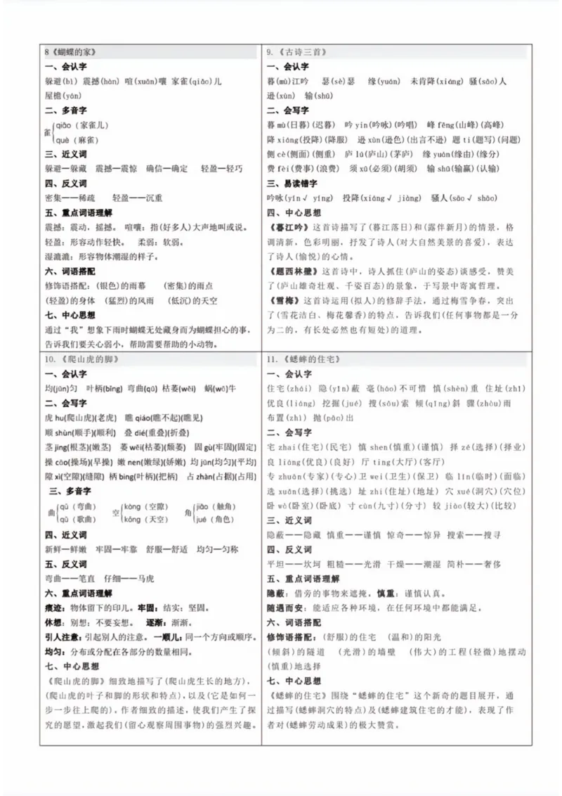 《四年级语文上册各课知识点_4年级上册同步教辅_4上-语文_四上语文专项练习》第3页预览
