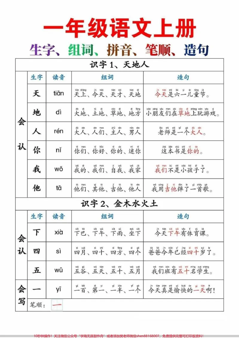 《一年级生字组词拼音笔顺造句。生字组词拼音笔顺造句，一年级掌握这一本足够了。#一年级#语文#一年级语文#每天学习一点点#造句》第1页预览