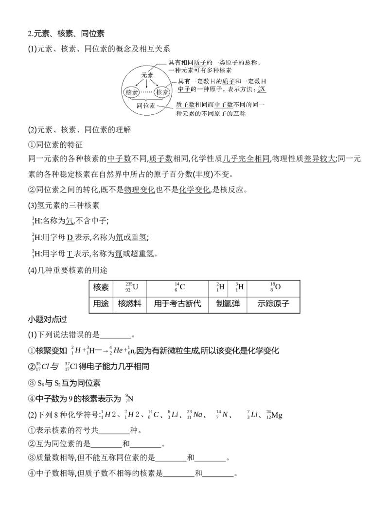 《2027届高三化学一轮复习讲义：3.1原子结构核外电子排布_高考一二三轮复习_化学_2027年高考化学一轮_42027届高考化学一轮考点复习讲义》第2页预览