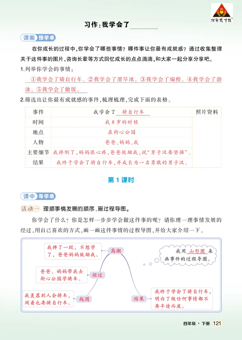 《习作：我学会了________学习单（教用）_26春小学语数英道科各版本《课件+教案》_26春1-6年级下册语文教案课件_语文《状元大课堂课件+教案》26春_4年级语文《状元大课堂课件+教案》26春》第1页预览