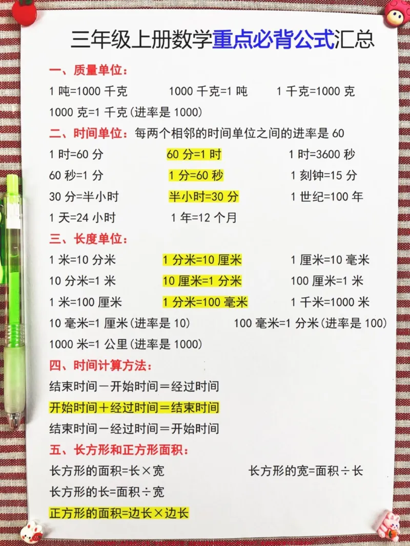 《三年级上册数学的重点必背公式已经由老师精。心整理汇总。家长们,快给孩子打印出来,让他们练习一下这些重要的数学公式,争取在数学学习上赢得先机!#三年级上册#三年级数学#数学公式》第2页预览