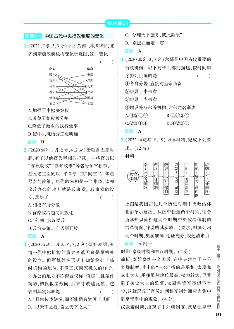 《1_习题部分PDF-13-第十三单元　政治制度及官员的选拔与管理_2024版教学资源包_2024版.新高考版历史.5·3A版_13_第十三单元政治制度及官员的选拔与管理_4_PDF教参电子书》第4页预览