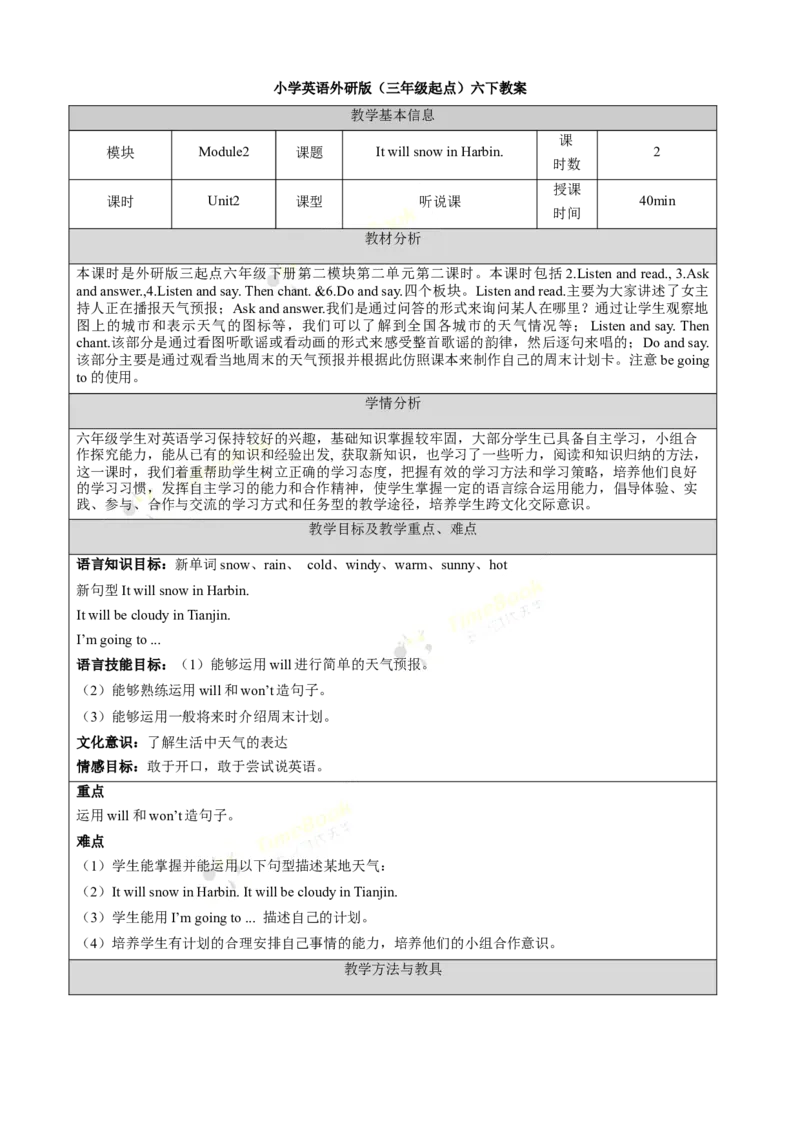 《Module2unit2第2课时_26春小学语数英道科各版本《课件+教案》_26春各版本语数英《七彩课堂》教学课件+教案_英语《七彩课堂课件教案》外研三起26春_外研六下教案Module2》第1页预览